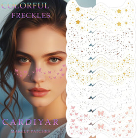 Cardiyar Glitter Freckles applied on a model's face