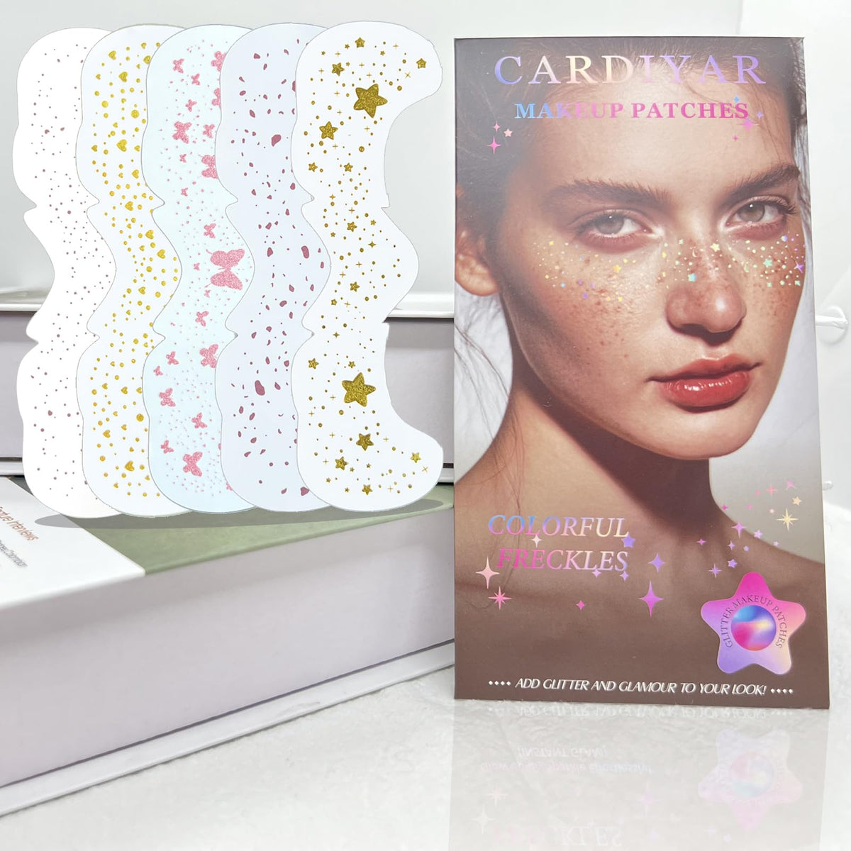 Cardiyar Glitter Freckles displayed on a table