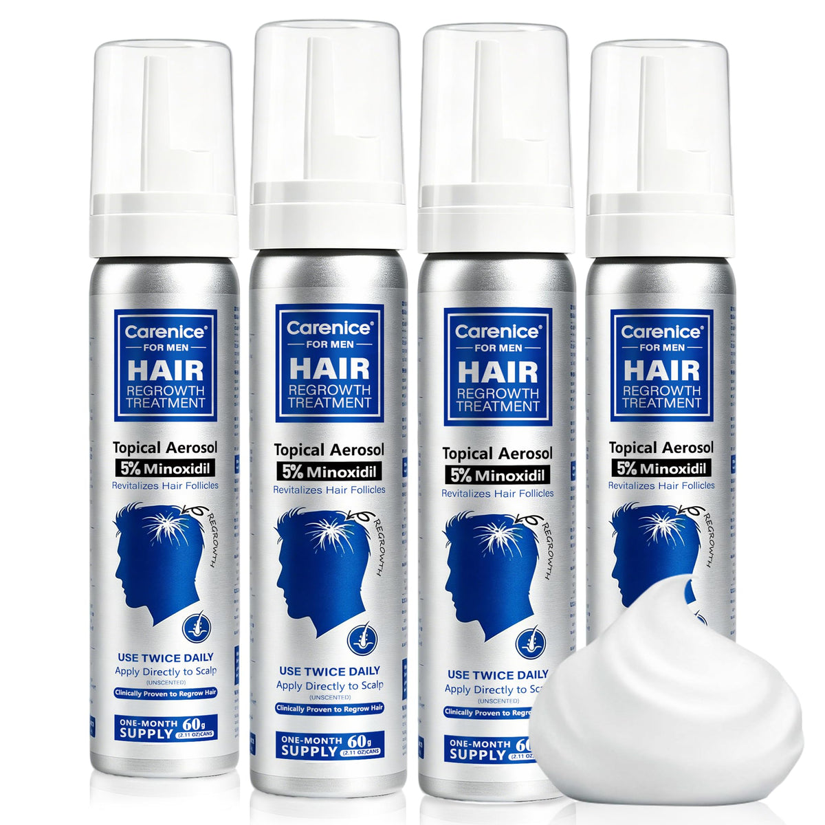 CARENICE Men's 5% Minoxidil Foam front view, 8.44oz