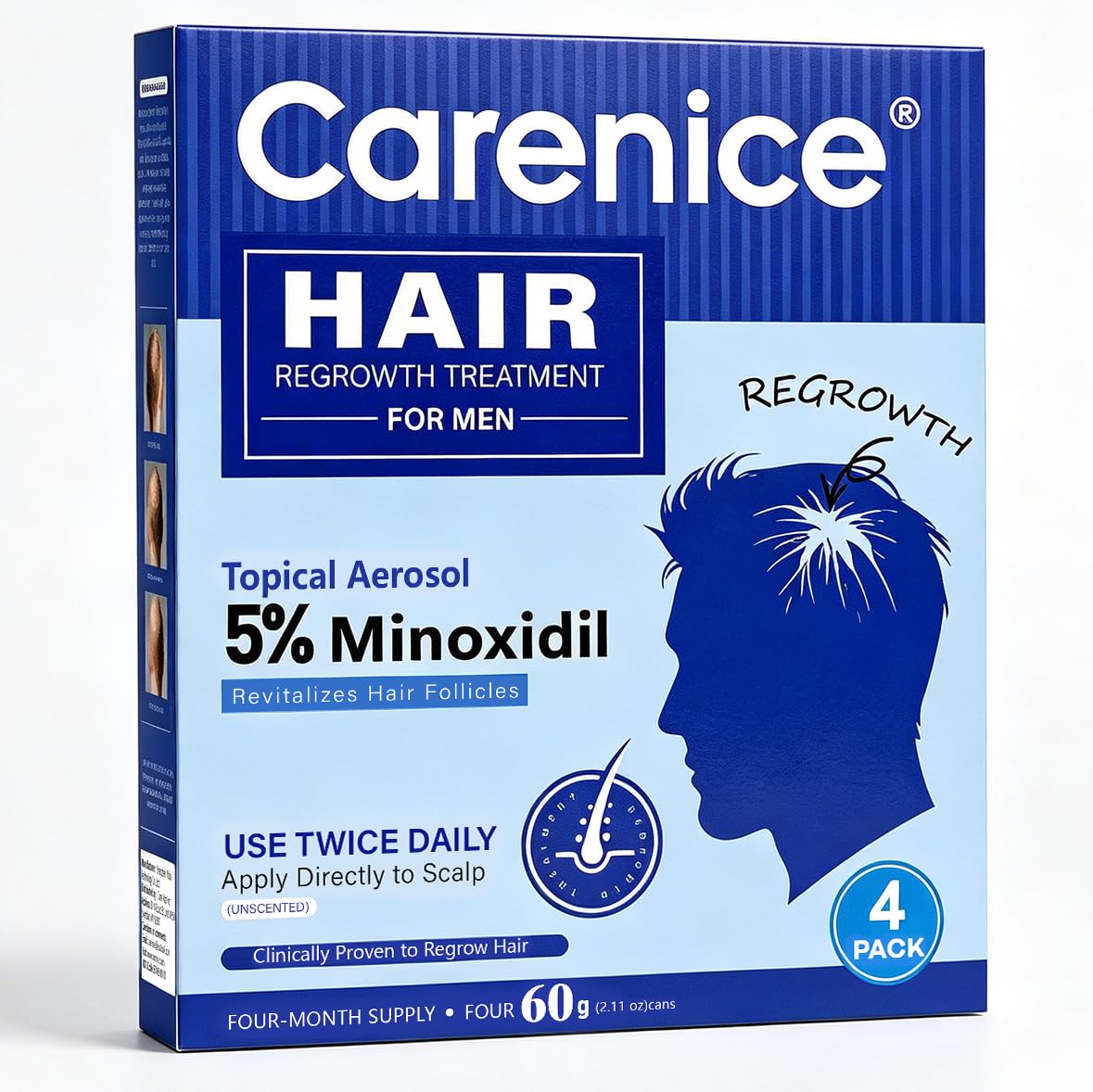 CARENICE Men's 5% Minoxidil Foam with other hair care products