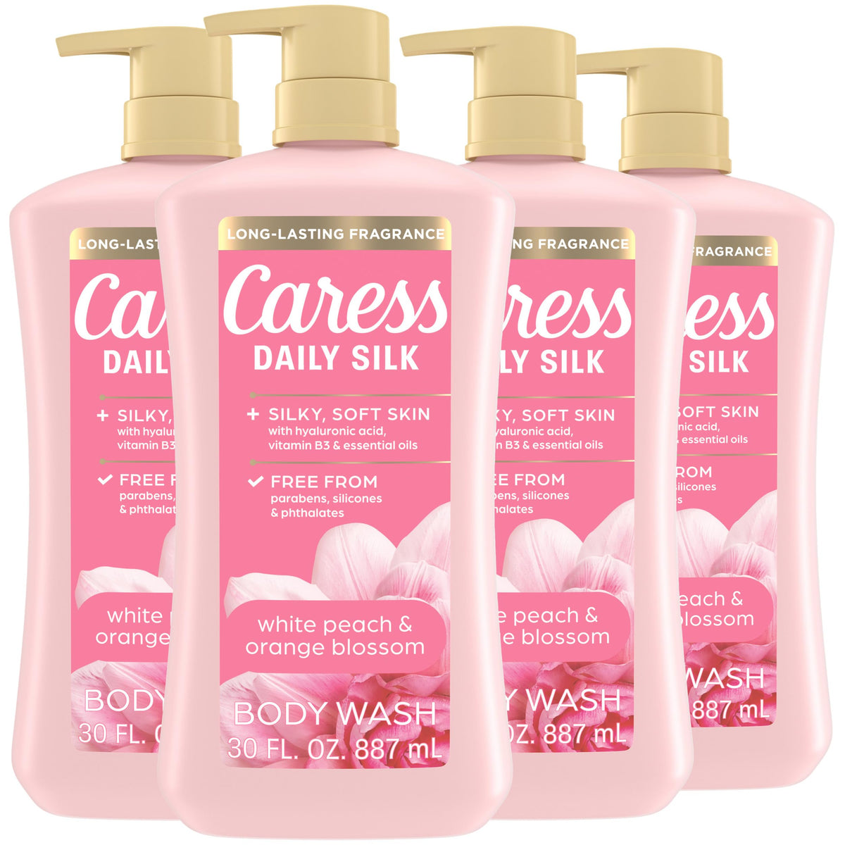 Caress Daily Silk Body Wash 30 fl oz front view with pump