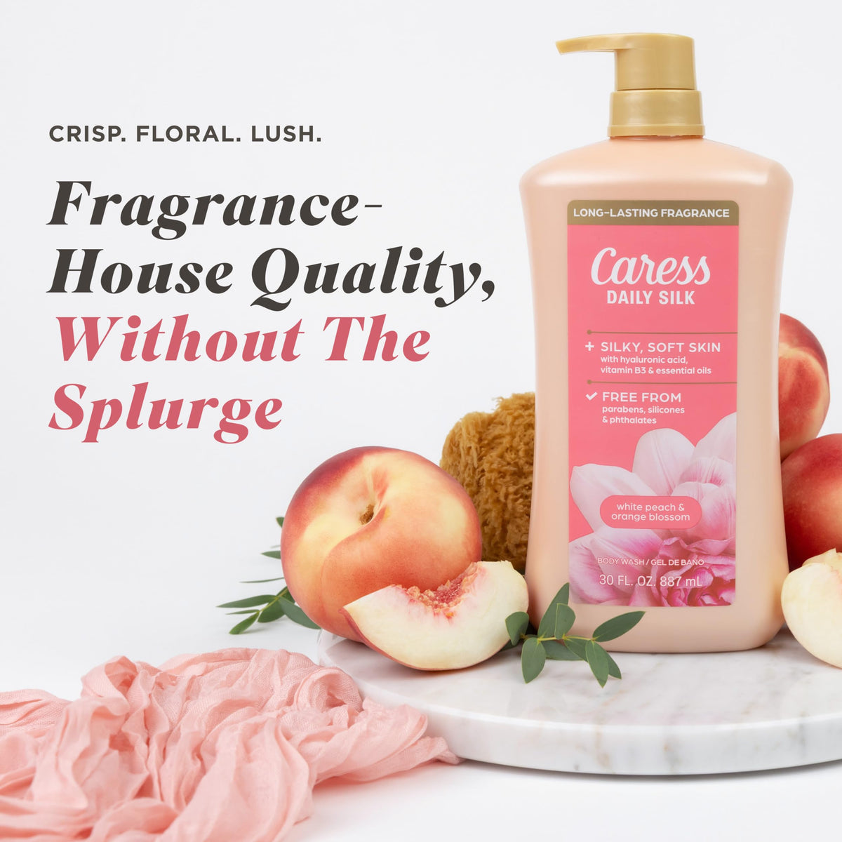 Caress Daily Silk Body Wash 30 fl oz side view showing pump