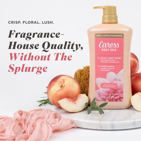Caress Daily Silk Body Wash 30 fl oz side view showing pump