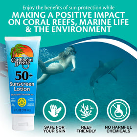 Caribbean Breeze SPF 50 Sunscreen Lotion application on skin