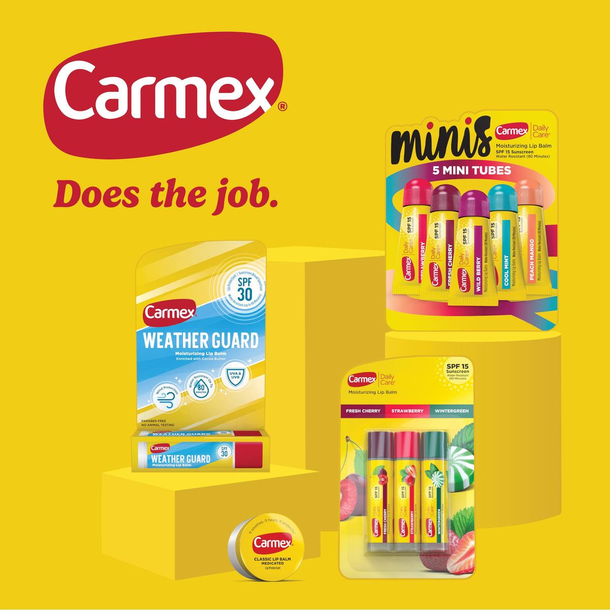 Carmex Classic Medicated Lip Balm variety pack side view
