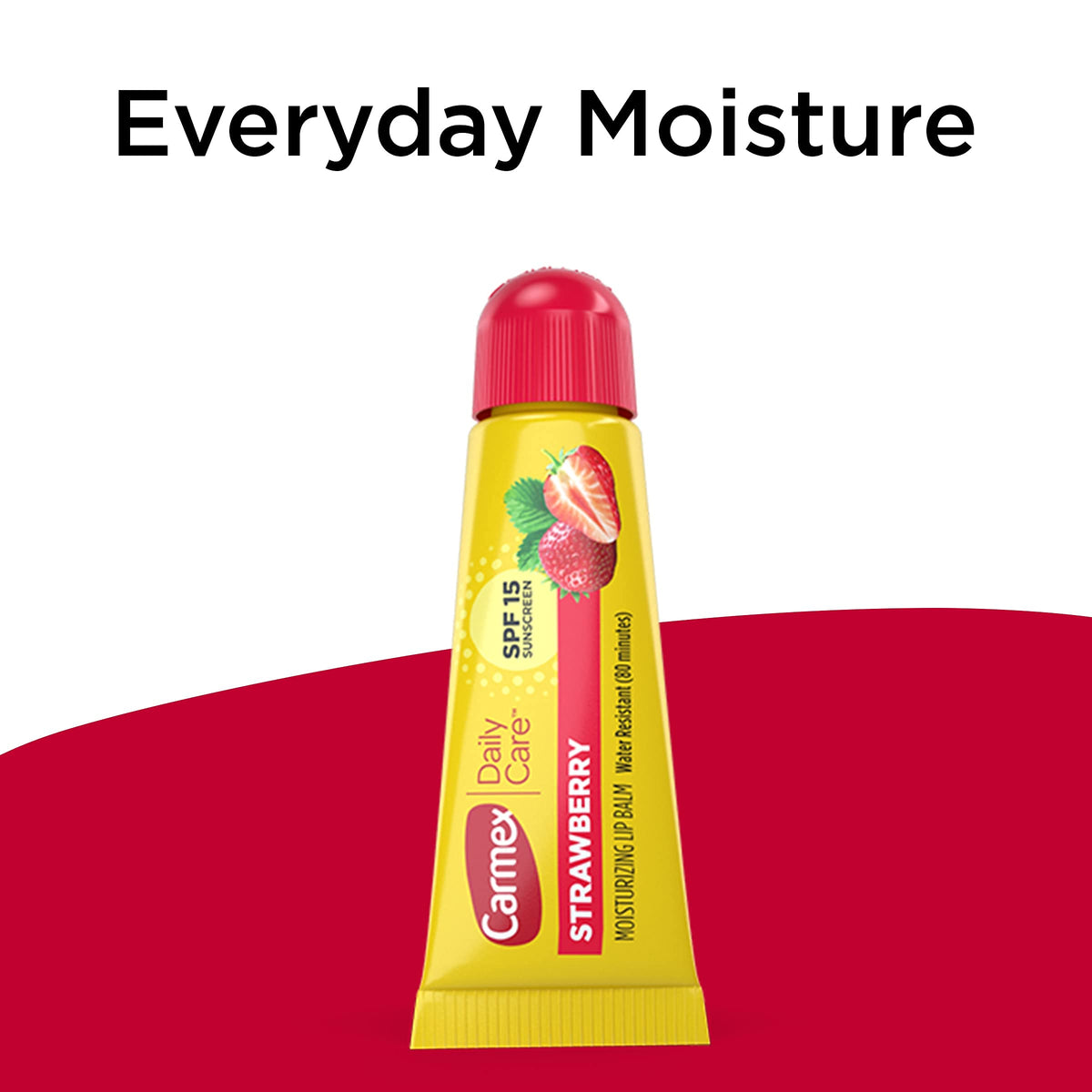 Carmex Daily Care Moisturizing Lip Balm SPF 15 Strawberry application on lips