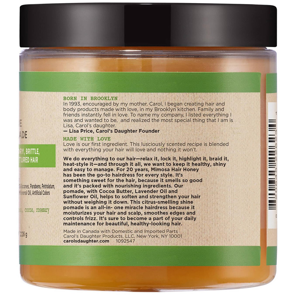 Carol's Daughter Mimosa Hair Honey Shine Pomade application on curly hair