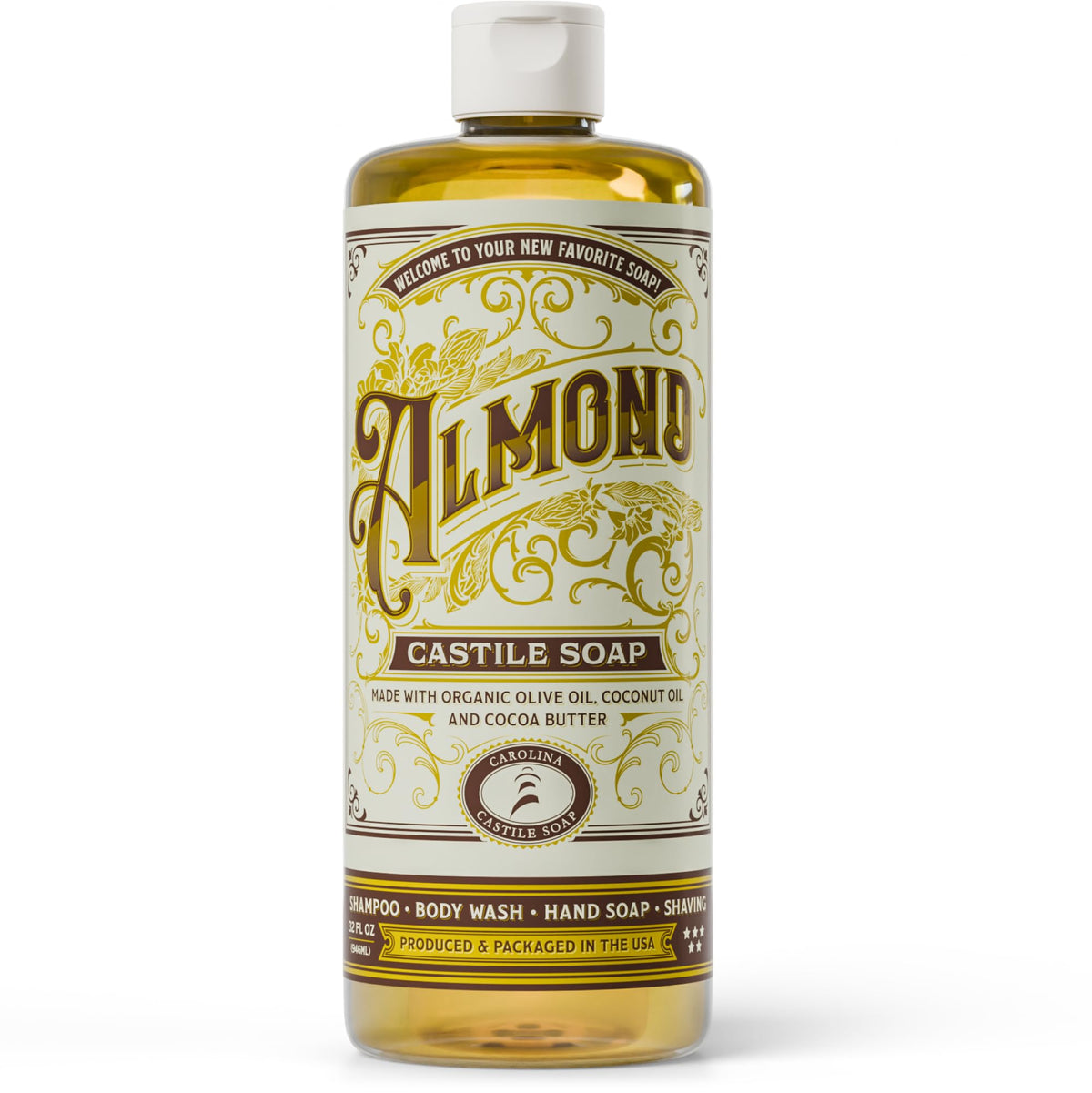 Carolina Castile Soap Almond Scent 32 Fl Oz front view