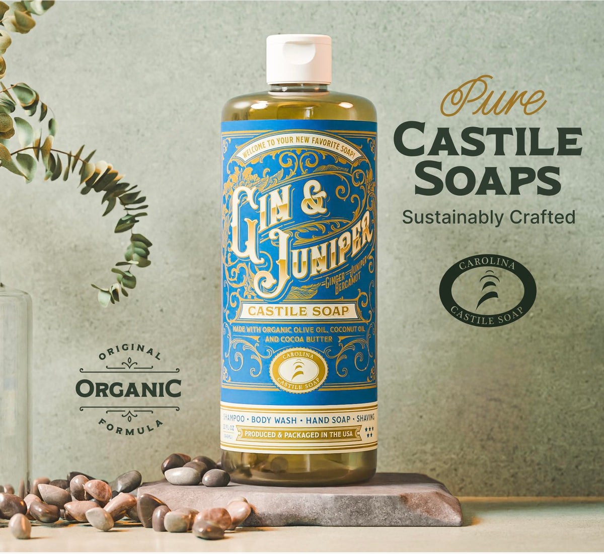 Carolina Castile Soap Gin & Juniper Scented product packaging