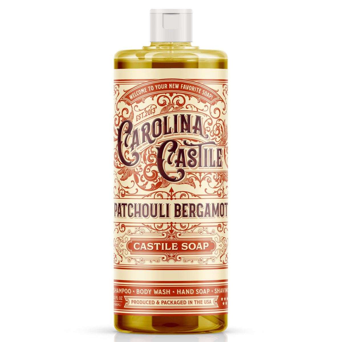 Carolina Castile Soap Patchouli Bergamot front view with label