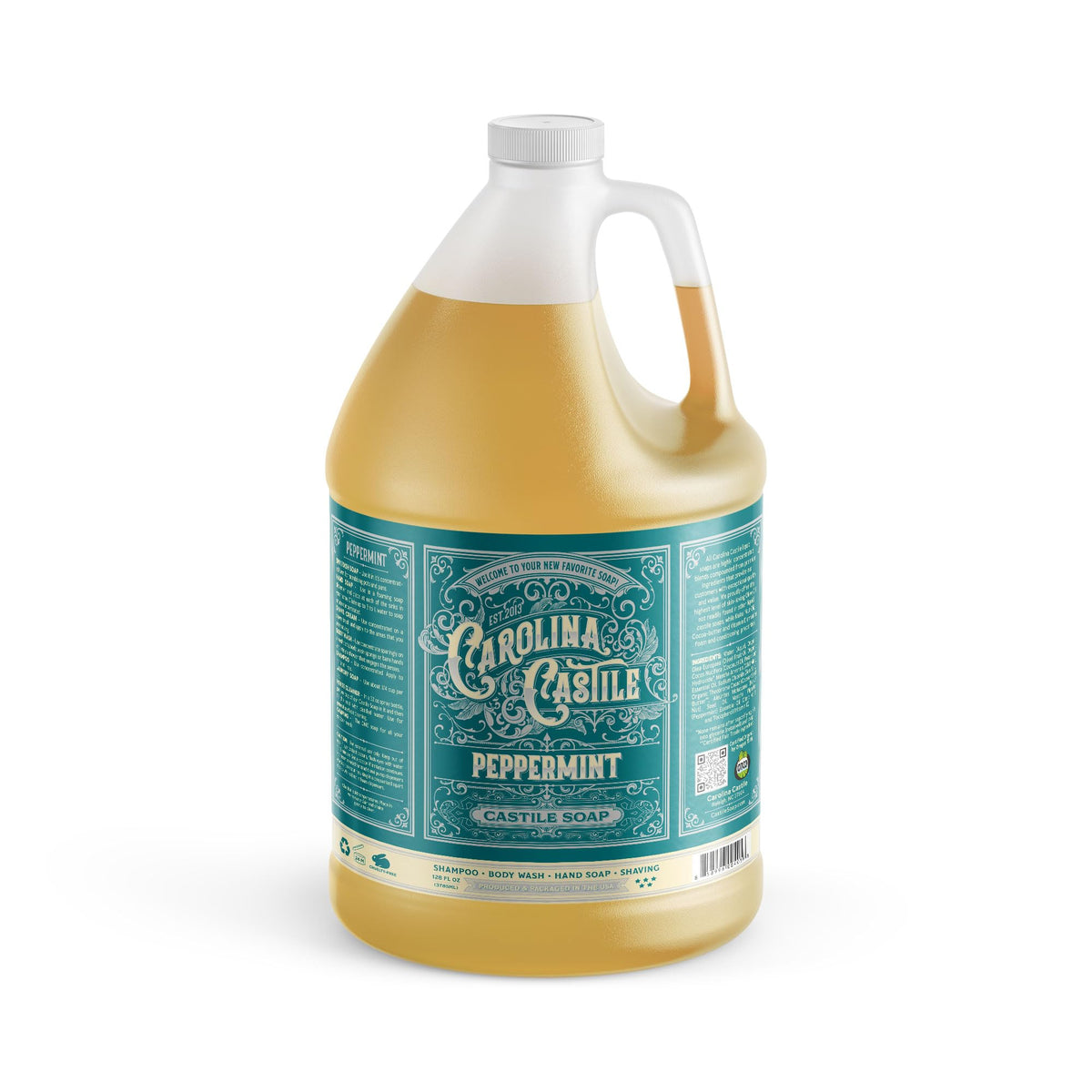 Carolina Castile Soap Peppermint Scent 1 gallon front view