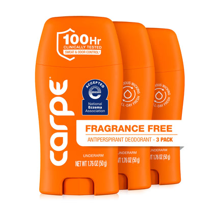 Carpe 100-Hour Antiperspirant Deodorant 3 Pack front view