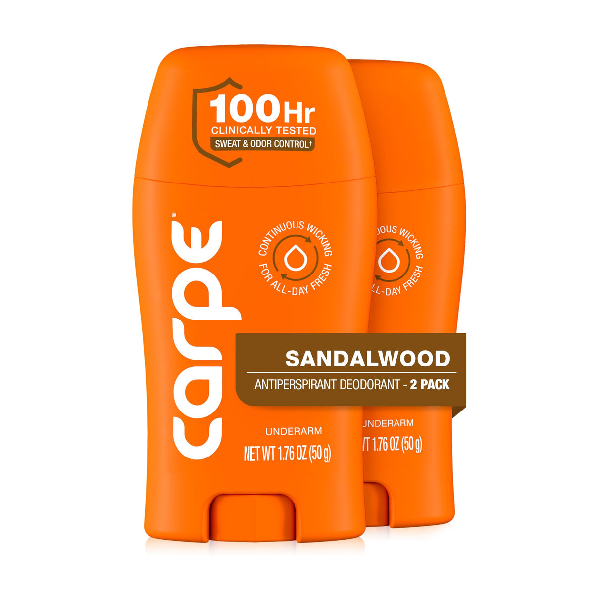 Carpe 100-Hour Antiperspirant Deodorant for Men, Sandalwood front view
