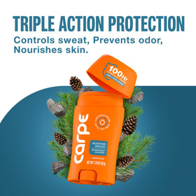 Carpe 100-Hour Antiperspirant Deodorant Mountain Breeze application demonstration