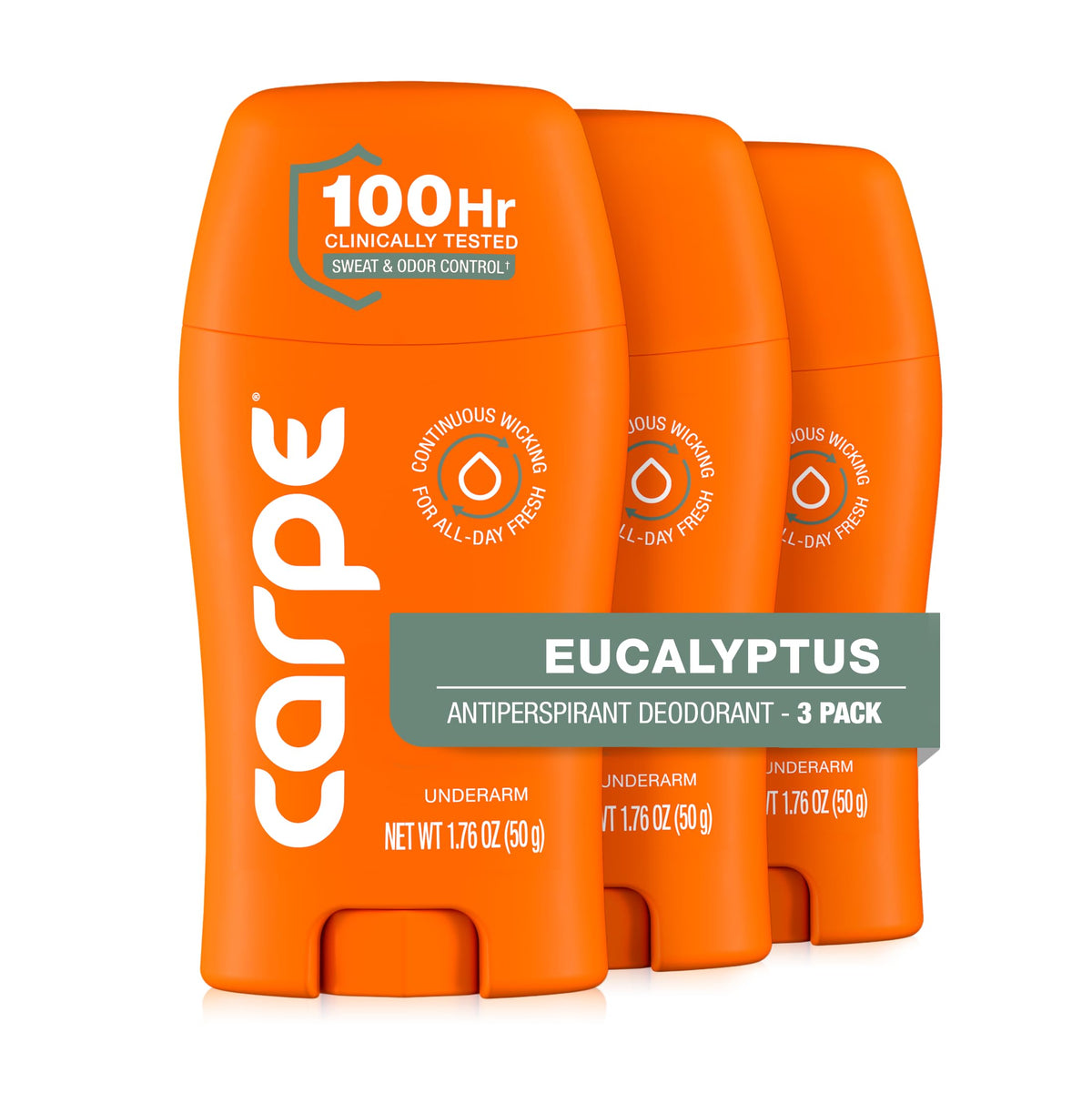 Carpe Antiperspirant Deodorant 100-Hour Eucalyptus front view