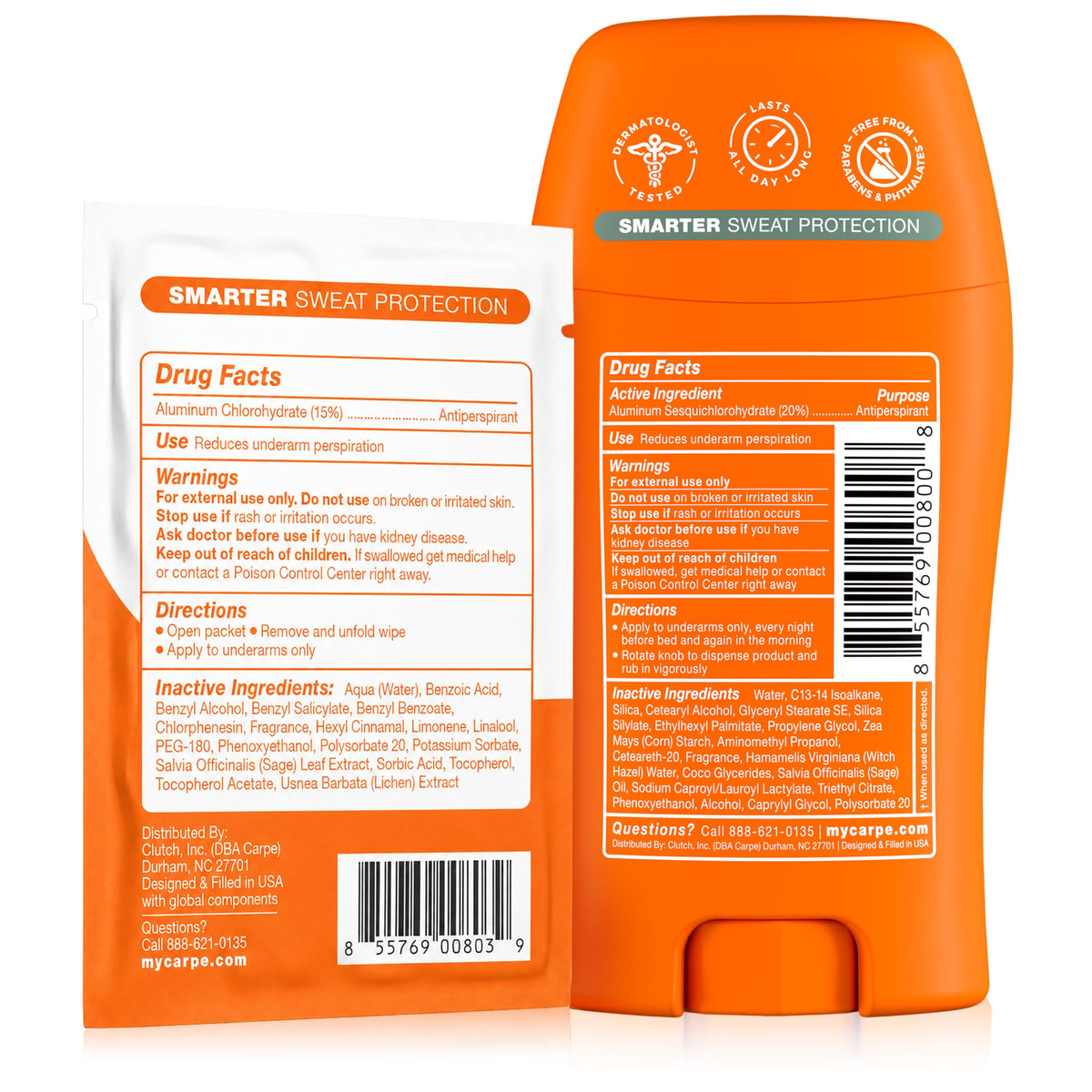 Carpe Antiperspirant Deodorant and Wipes Bundle on a bathroom counter