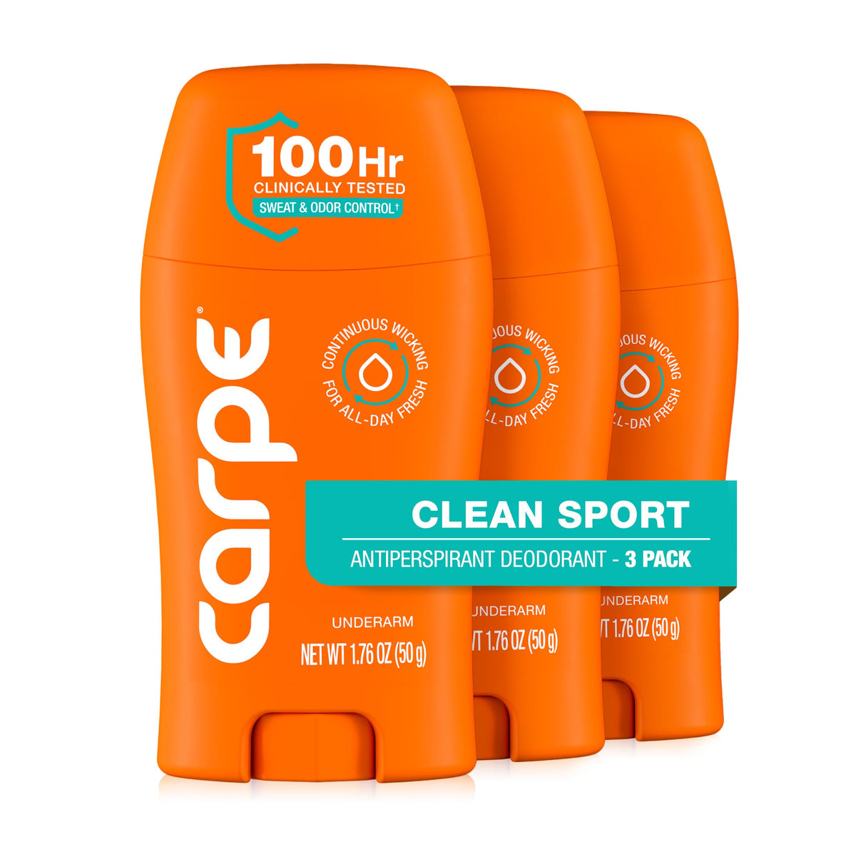 Carpe Antiperspirant Deodorant for Men, Clean Sport - front view