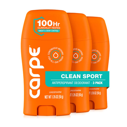 Carpe Antiperspirant Deodorant for Men, Clean Sport - front view