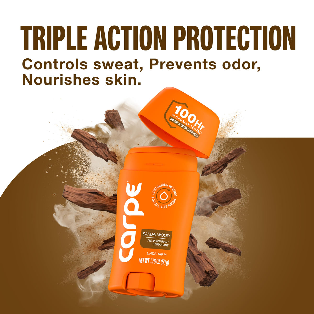 Carpe Antiperspirant Deodorant for Men Sandalwood texture close-up