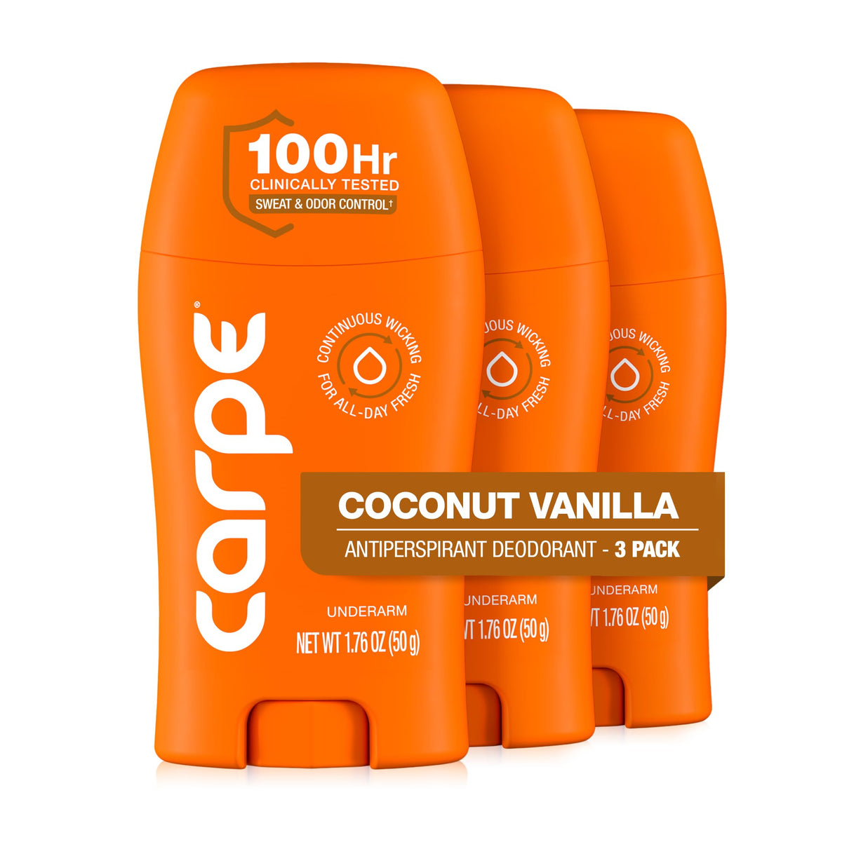 Carpe Antiperspirant Deodorant for Women Coconut Vanilla front view