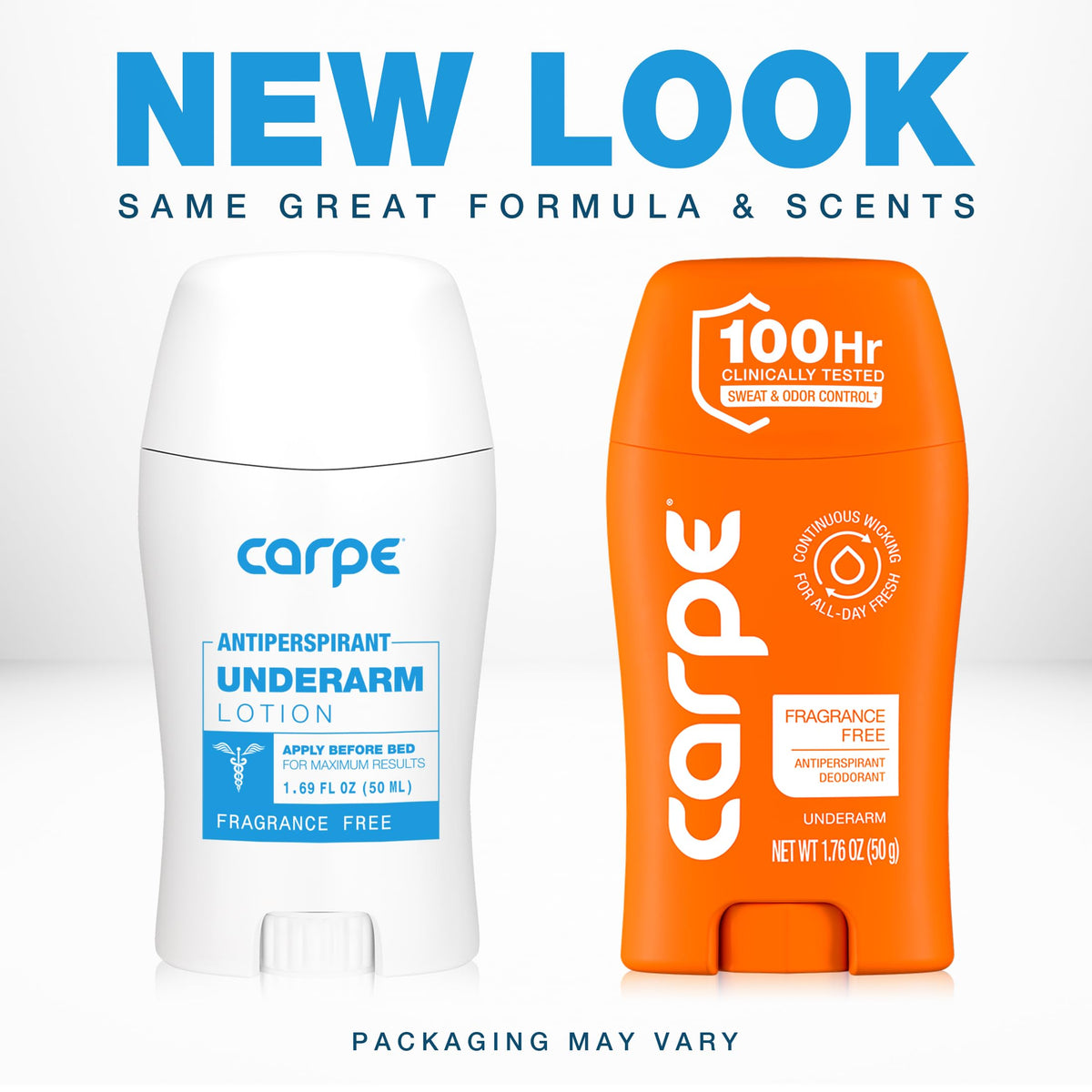 Carpe antiperspirant deodorant packaging side view