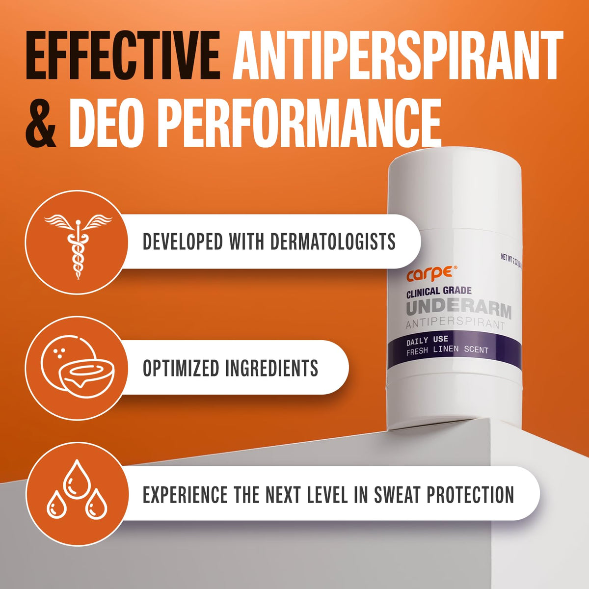 Carpe Antiperspirant Stick showing product side view
