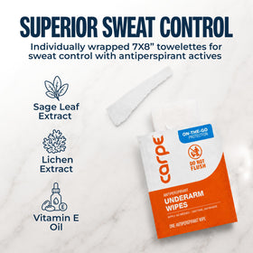 Carpe Antiperspirant Wipes in a gym bag