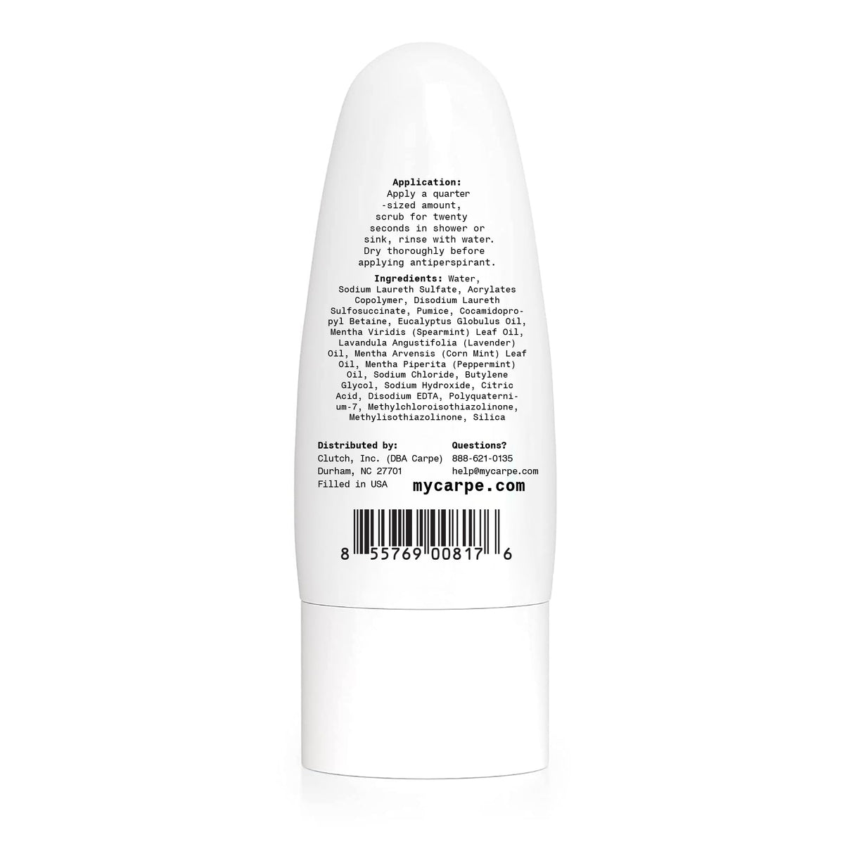 Carpe Exfoliator for Underarms showing refreshing mint scent