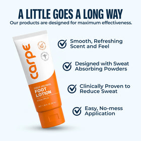 Carpe foot lotion being applied to foot