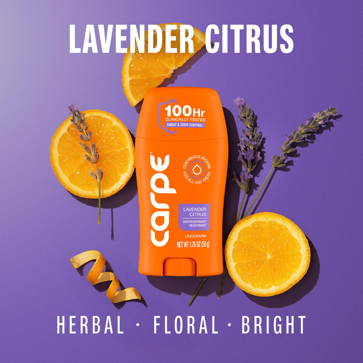 Carpe Lavender Citrus deodorant showing product texture