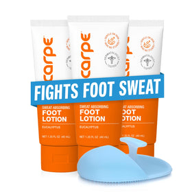 Carpe Sweat Absorbing Foot Lotion 3 Pack with Eucalyptus front view