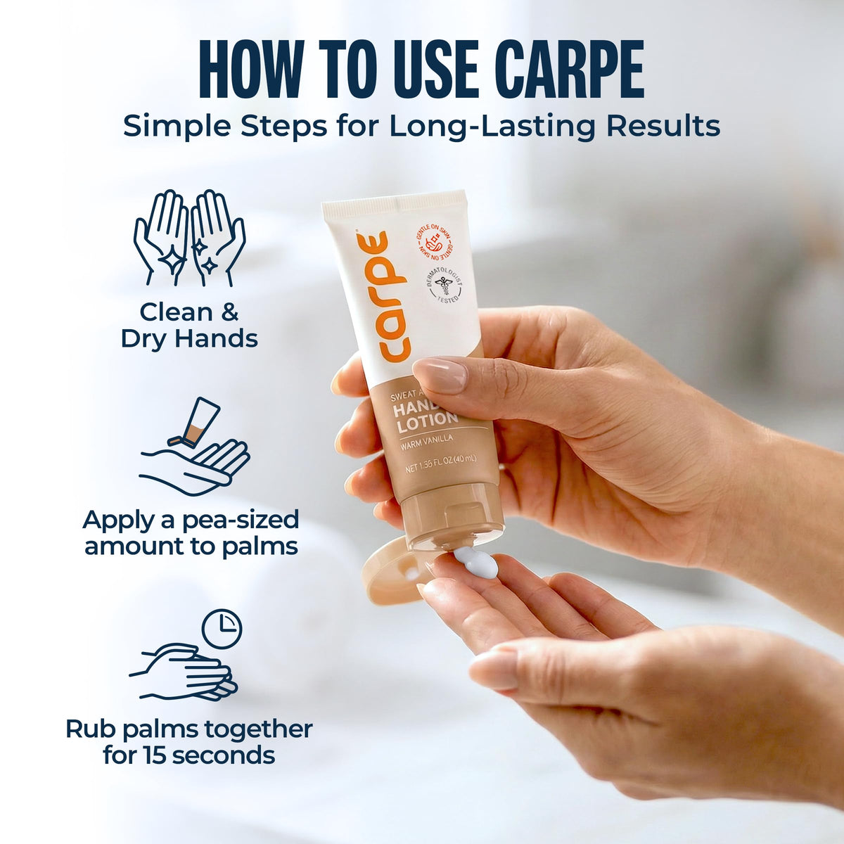 Carpe Sweat Absorbing Hand Lotion 50g opened with lotion visible