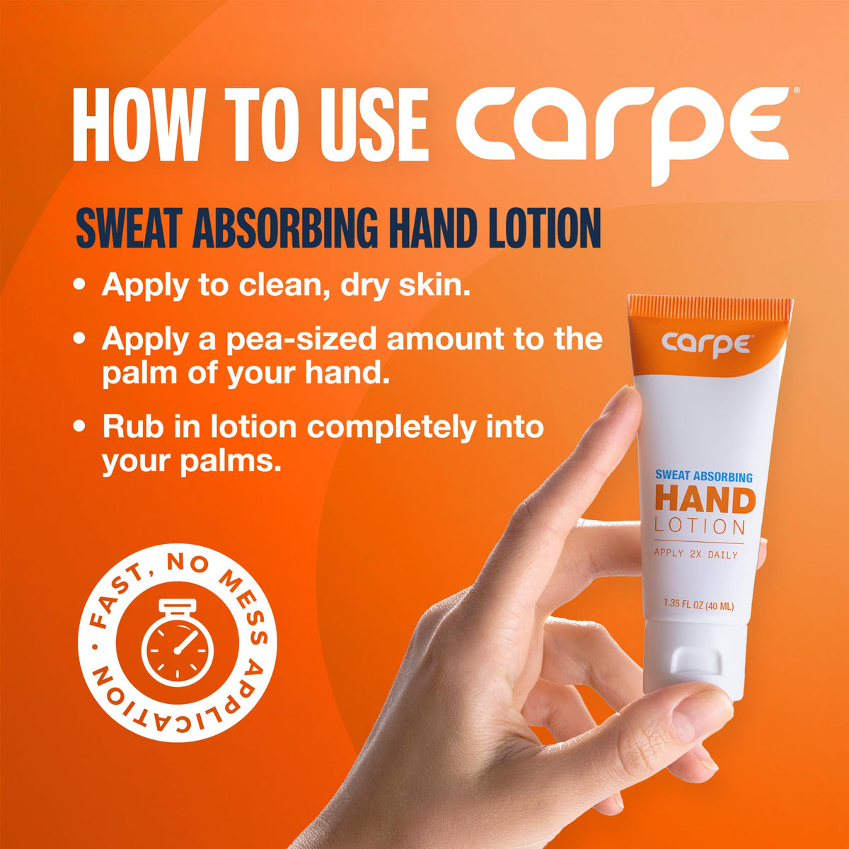 Carpe Sweat Absorbing Hand Lotion Eucalyptus application on hands