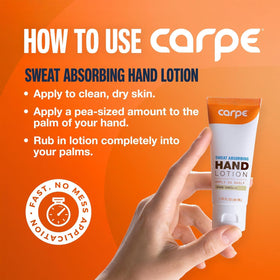Carpe Sweat Absorbing Hand Lotion Warm Vanilla application on hands