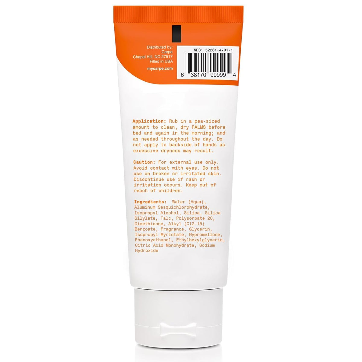 Carpe Sweat Absorbing Hand Lotion Warm Vanilla packaging