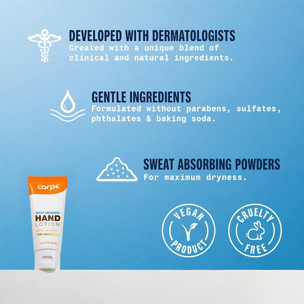 Carpe Sweat Absorbing Hand Lotion Warm Vanilla side view