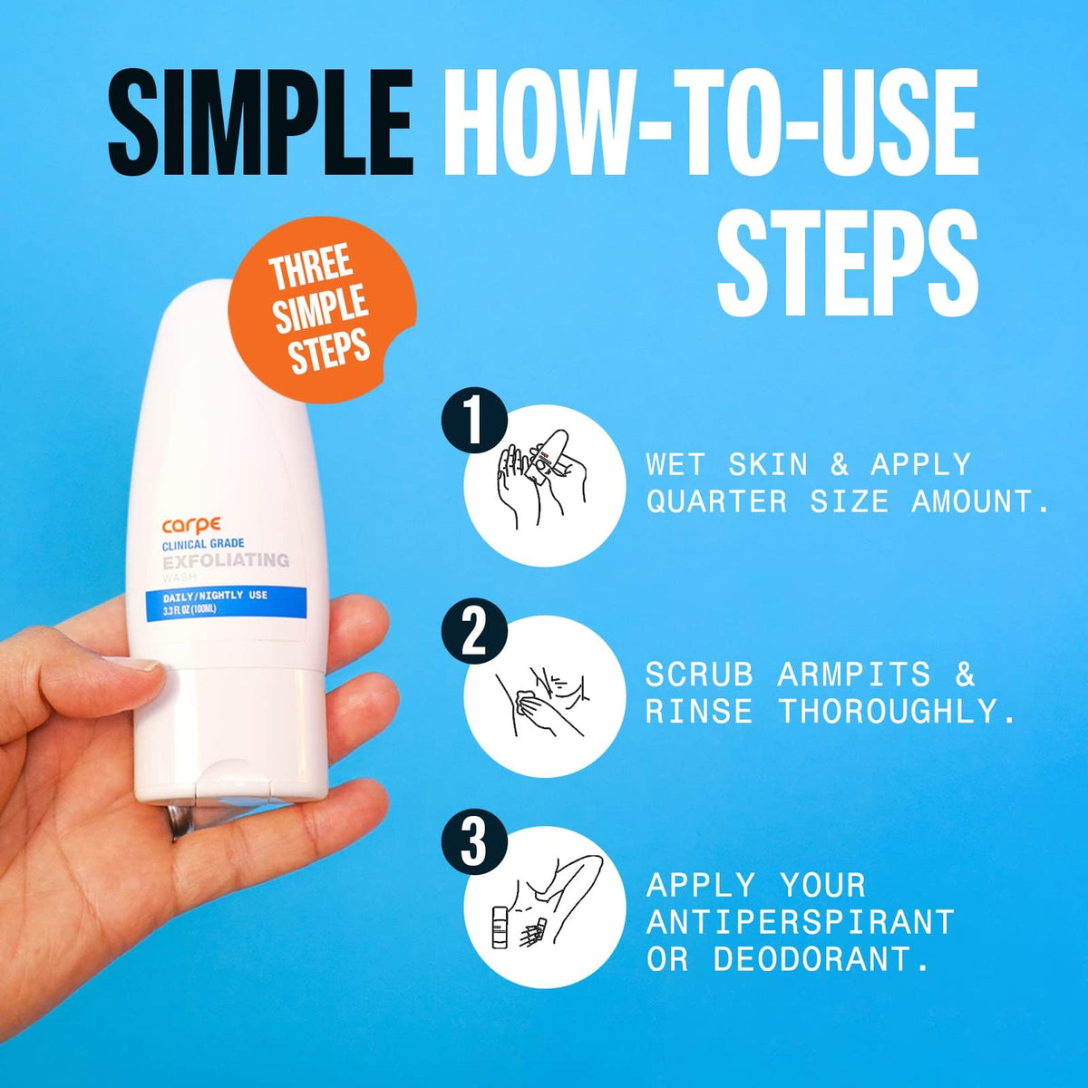 Carpe Underarm Exfoliator scrub in action on skin
