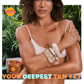 Carroten tanning gel application on skin