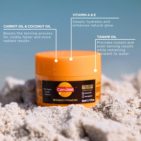 Carroten tanning gel applied on skin