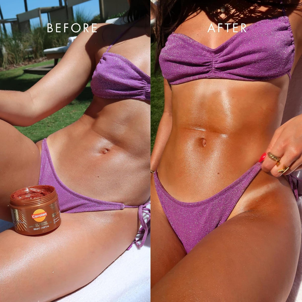Carroten tanning gel showing shimmering pearls