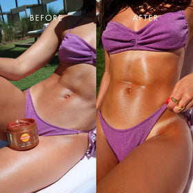 Carroten tanning gel showing shimmering pearls