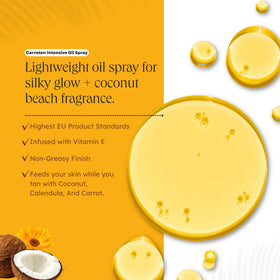 Carroten tanning oil spray on a beach setting