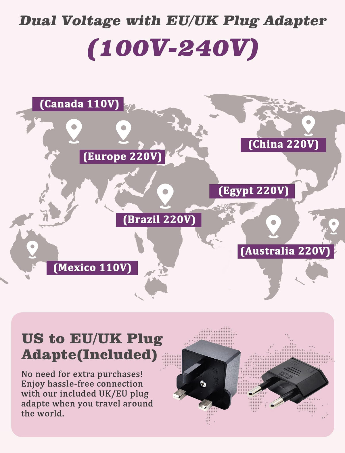 Casavok curling iron with European plug adapter