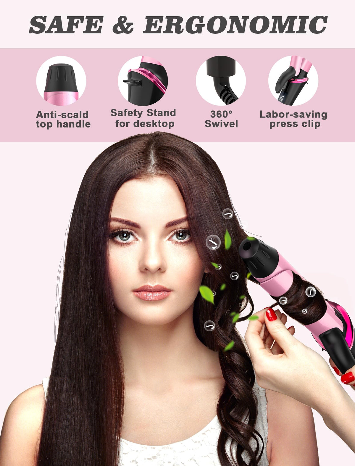 Casavok Mini Curling Iron with protective coating close-up