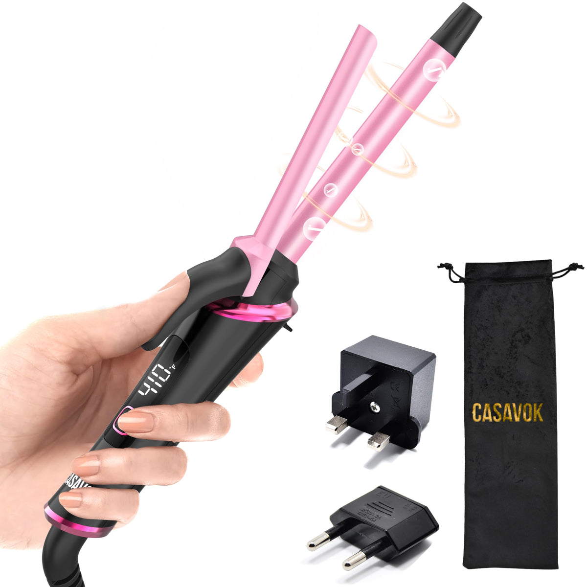 Casavok Mini Travel Curling Iron 1/2 inch front view