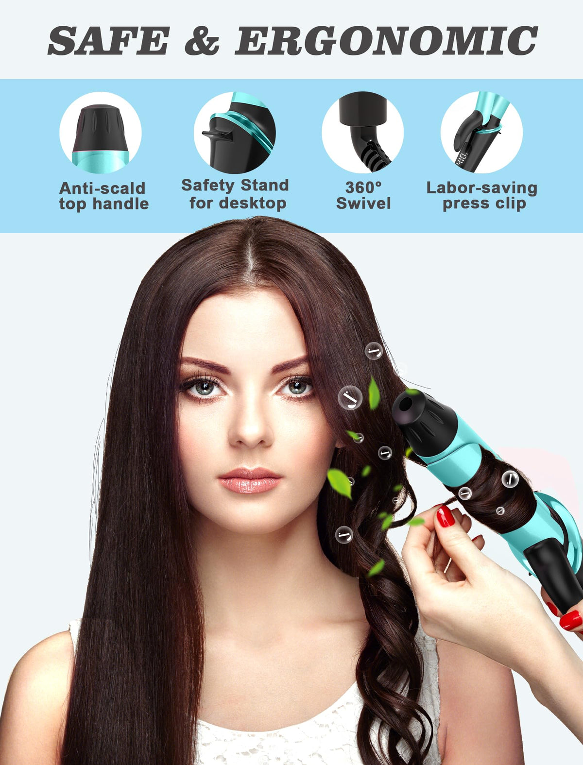 Casavok Mini Travel Curling Iron demonstrating curls