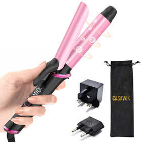 Casavok Mini Travel Curling Iron front view with temperature settings