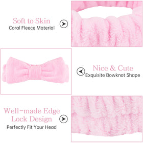 Casoty pink headband worn by a model during skincare routine