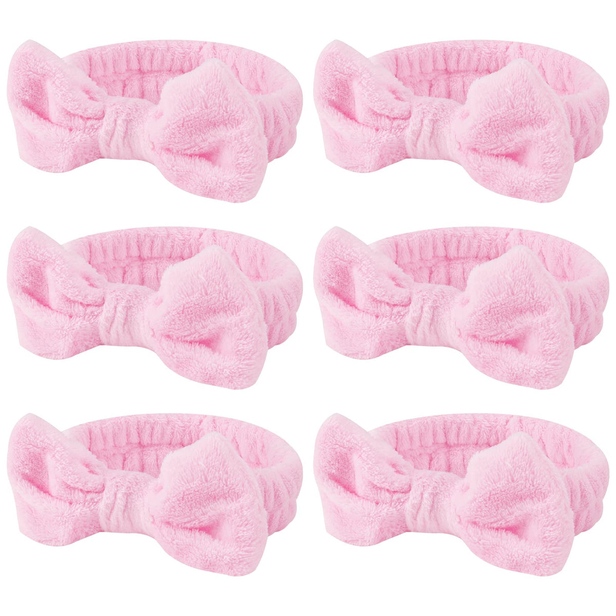 Casoty pink spa headband set with six bow headbands