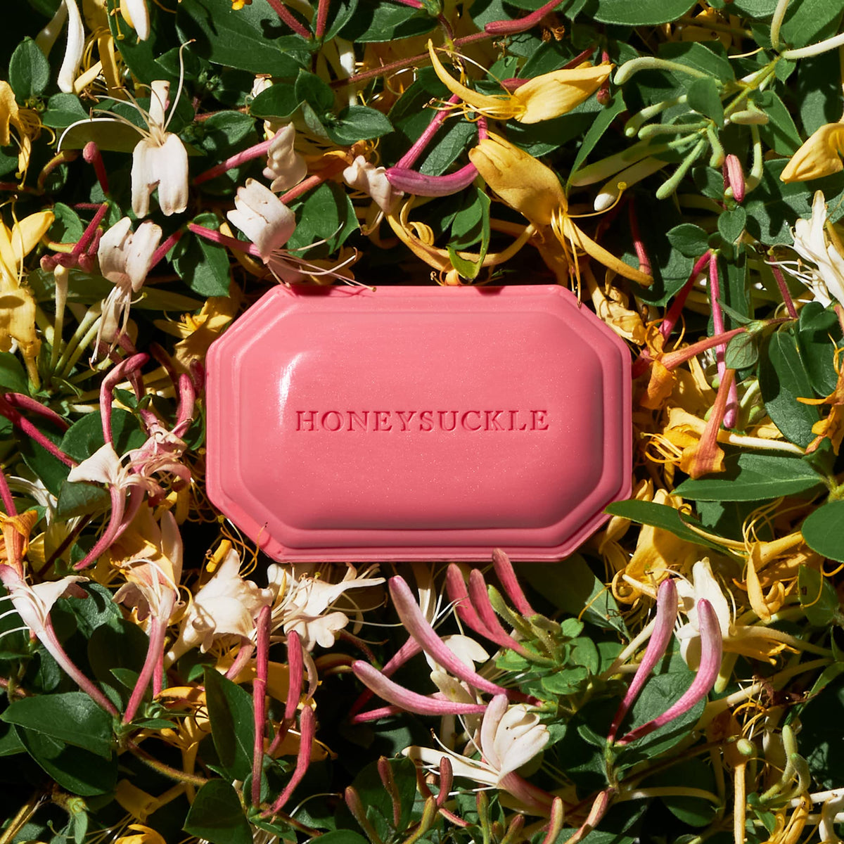 Caswell-Massey Honeysuckle Bar Soap with floral background